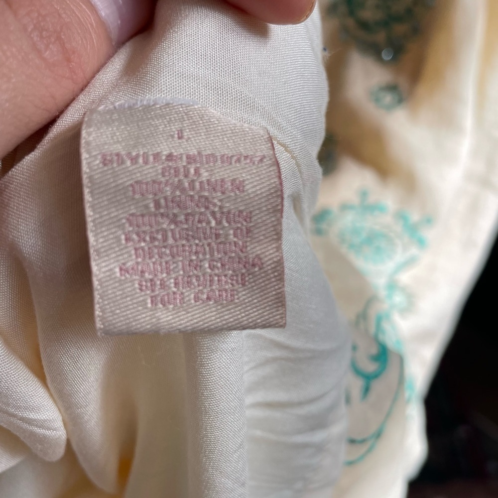 Linen Embroidered Sheath Rhinestone Dress - Picture 4 of 5